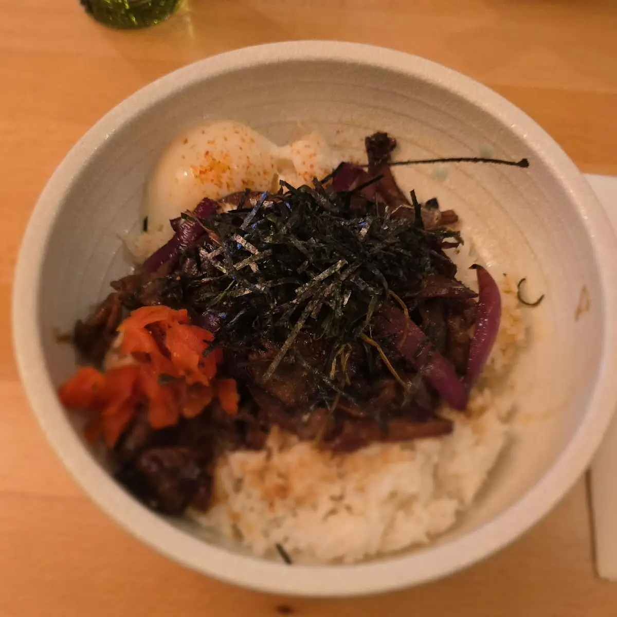 Beef Sukiyaki Don Rice with Poached Egg