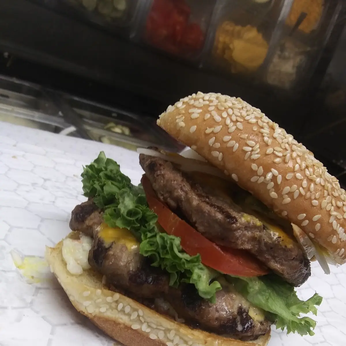Papa Lees Big Bubba Double Cheeseburger