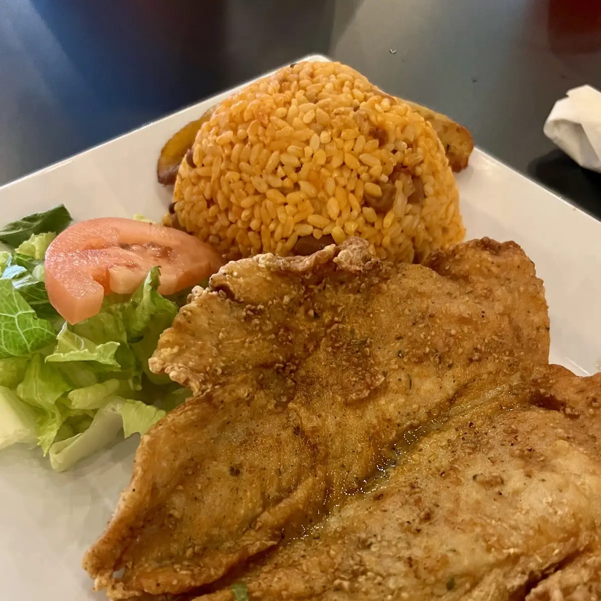 Breaded Fried Chicken Breast with Mamposteao Rice