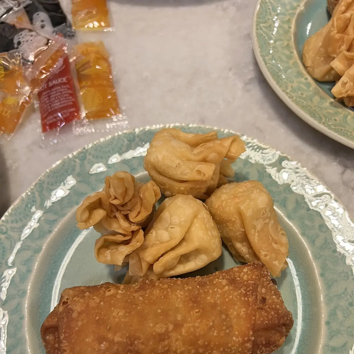 Egg Roll and Crab Rangoon