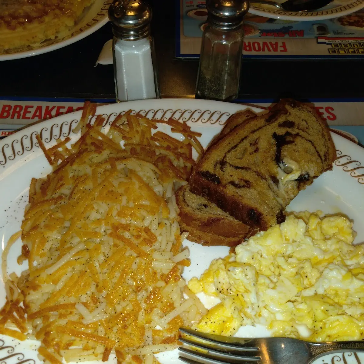 Hash Browns Scrambled Eggs Raisin Toast