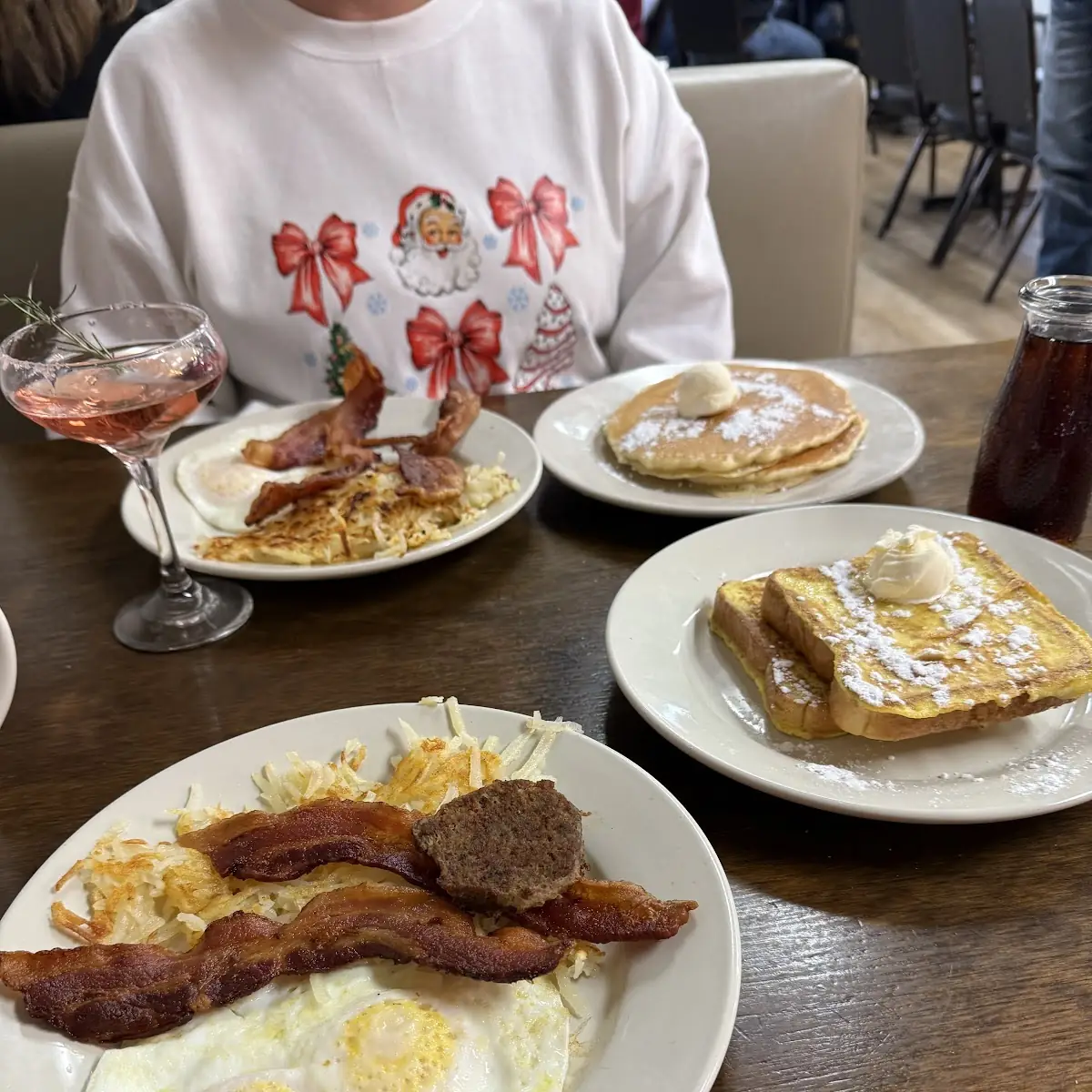 Pancakes Hash Browns and Bacon