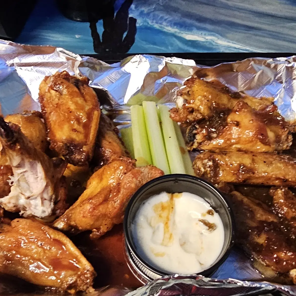 Crispy Chicken Wings with Celery and Ranch
