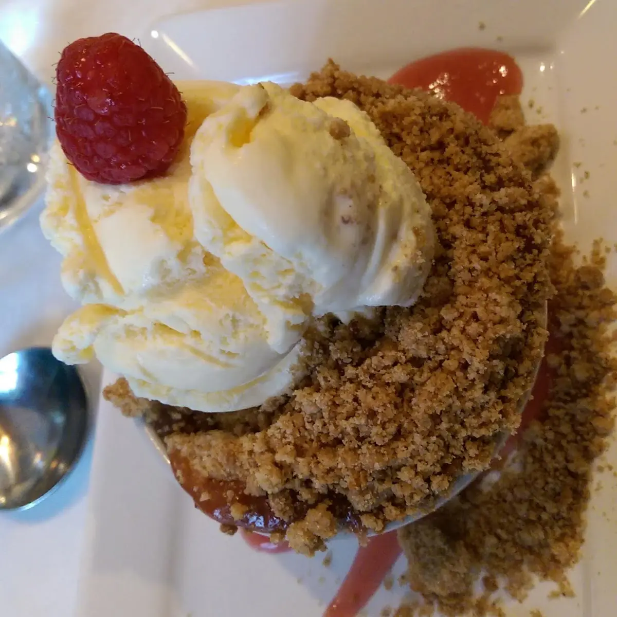 Warm Seasonal Fruit Crisp Ala Mode