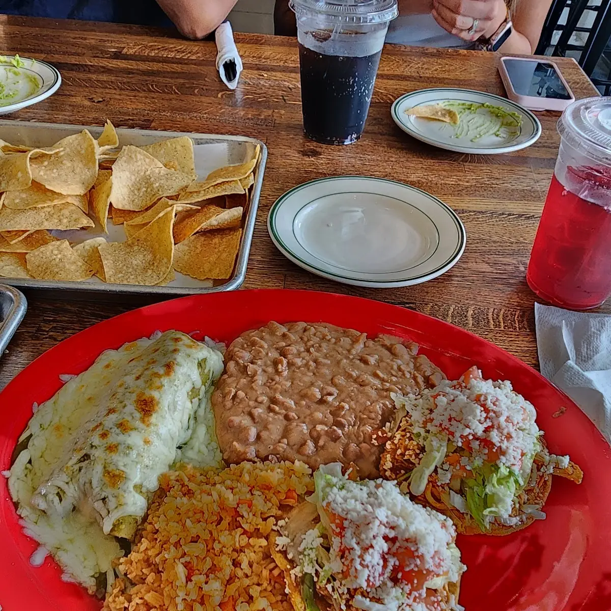 Chicken Enchilada Rice Beans and Chicken Chalupa