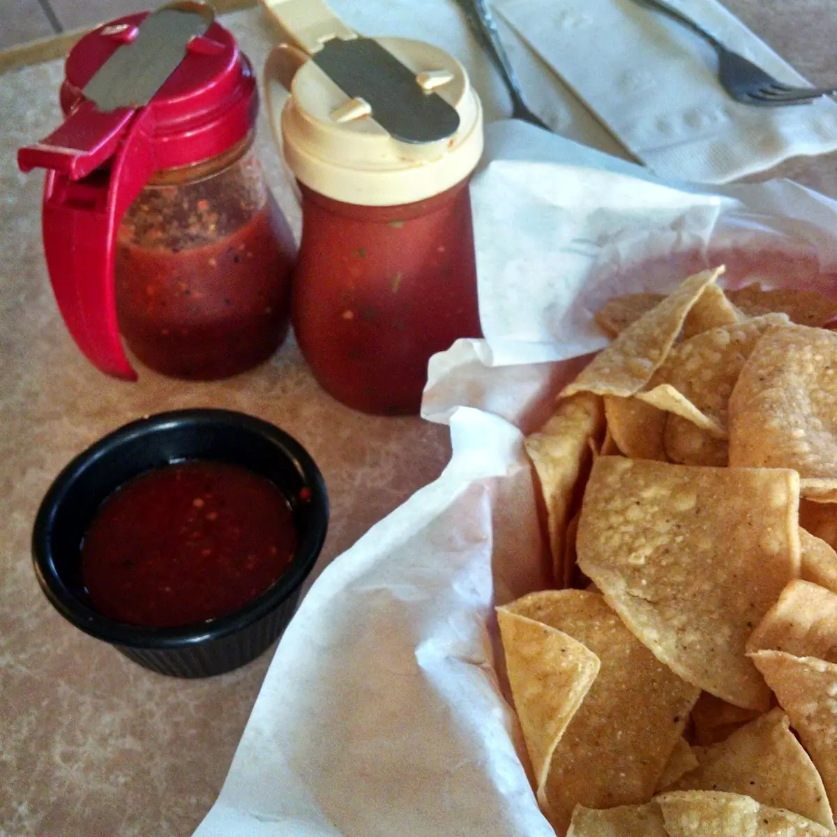 Chips with Hot and Mild Salsa