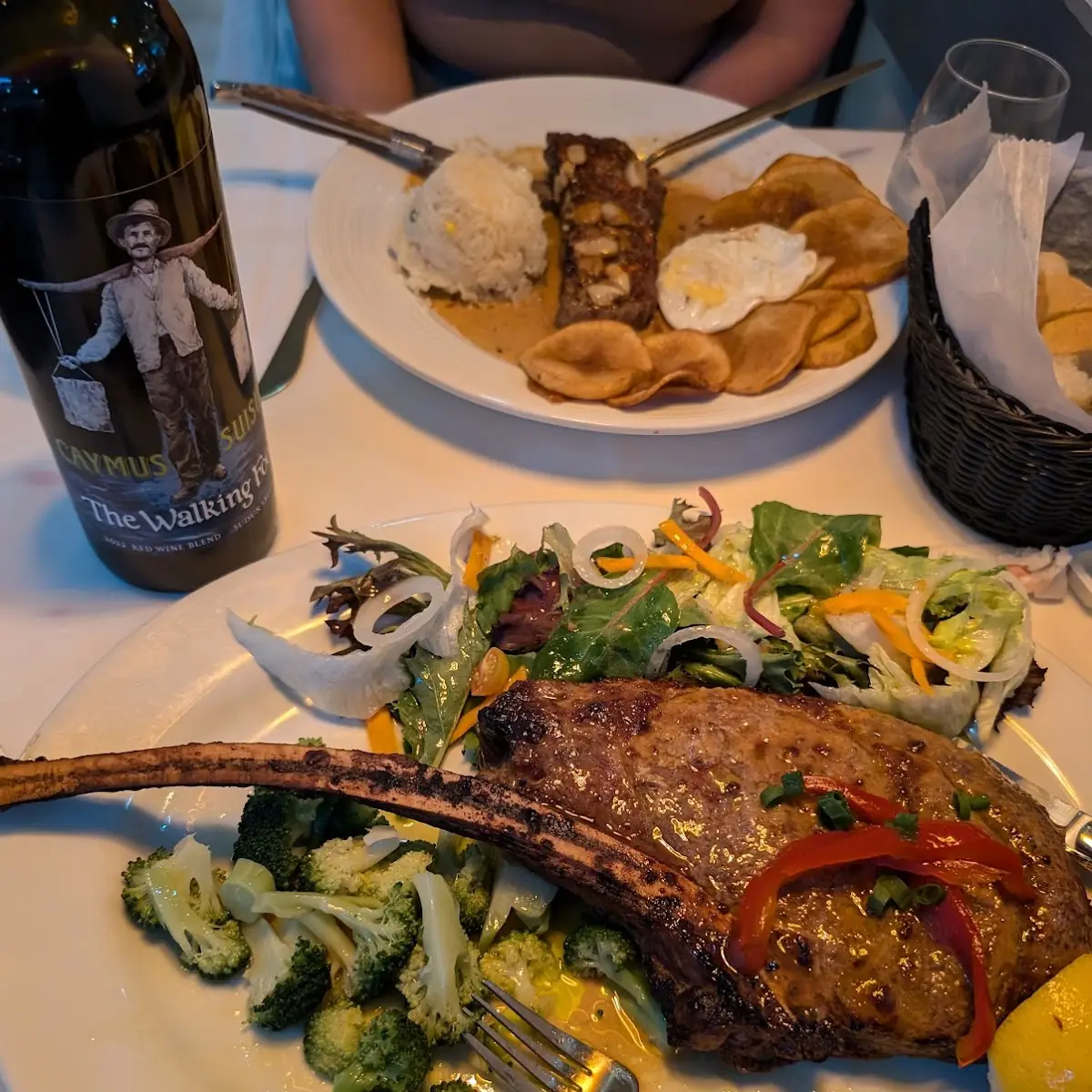 Tomahawk Steak with Salad and Steamed Vegetables