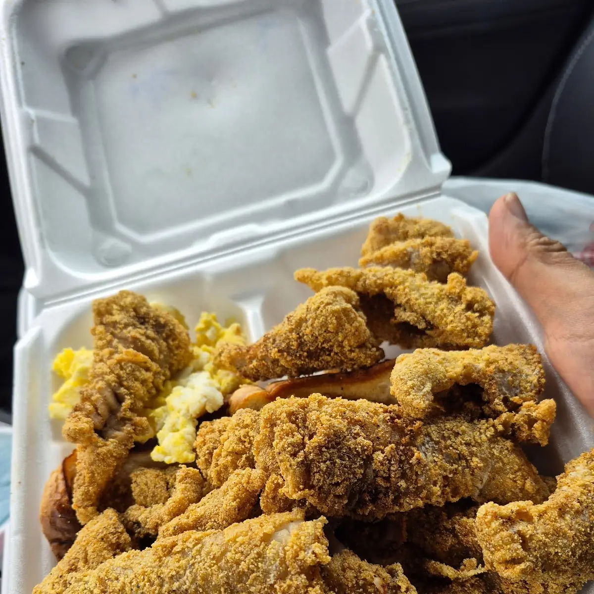 Catfish Breakfast with Cheese Grits