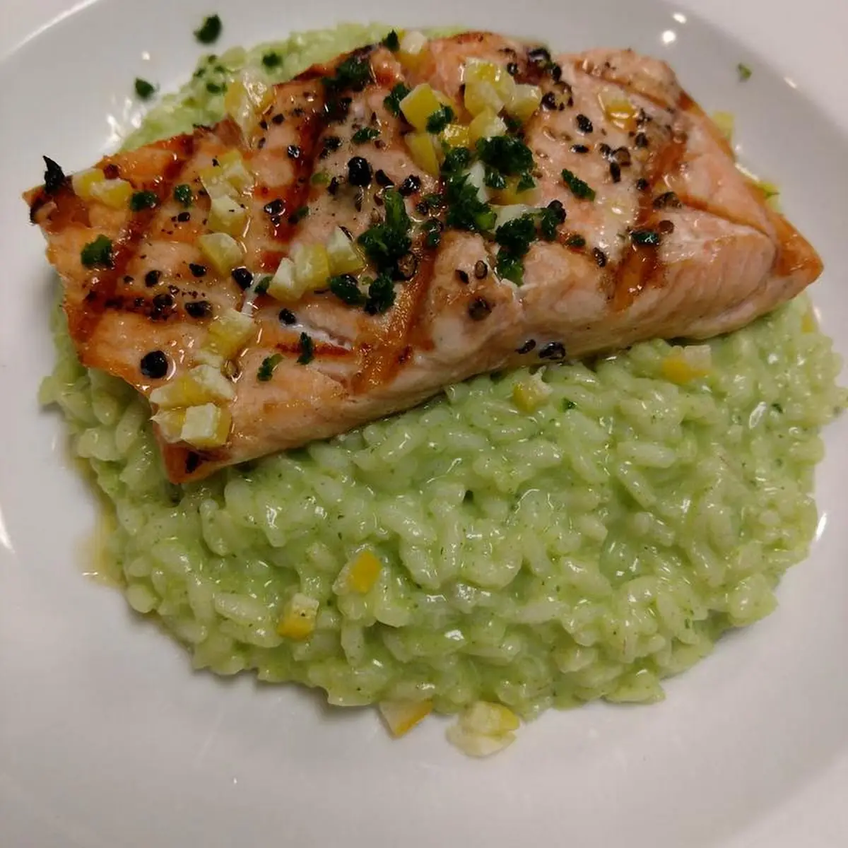 Pan Seared Salmon - Risotto Verde