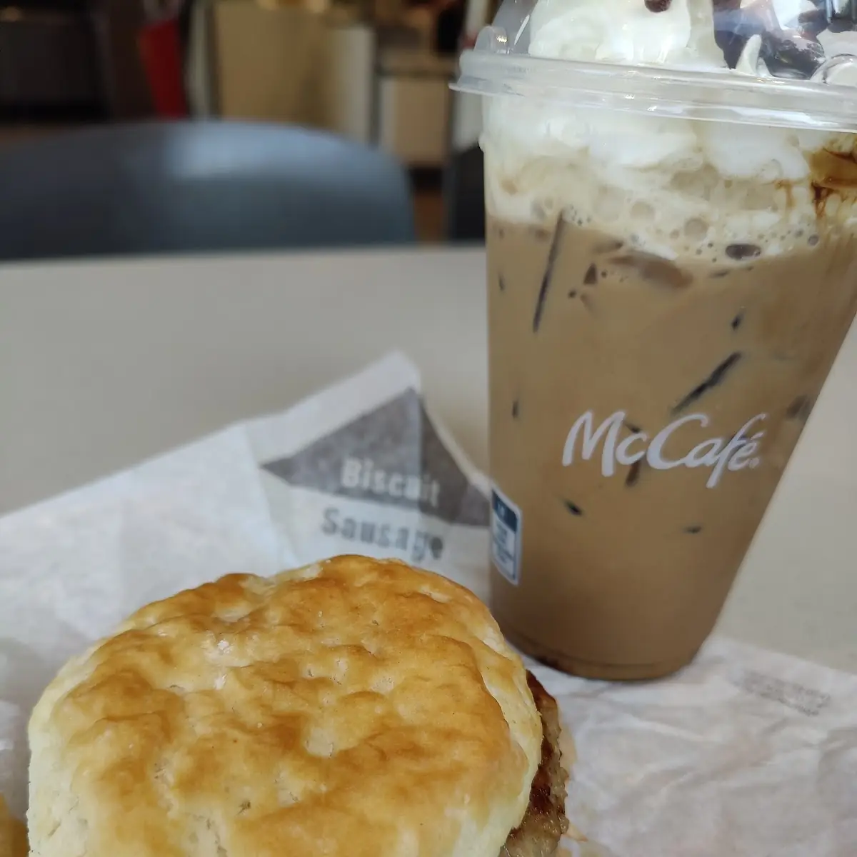 Sausage Biscuit & Iced Mocha