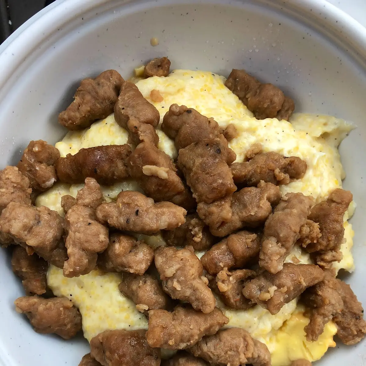 Grits Scrambled Eggs and Sausage