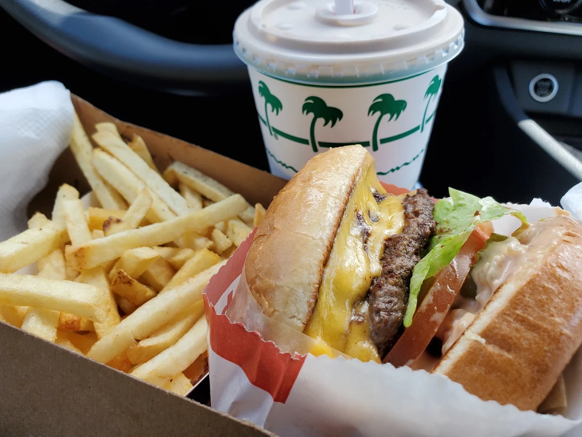 Double Double Cheeseburger and Fries Chocolate Shake