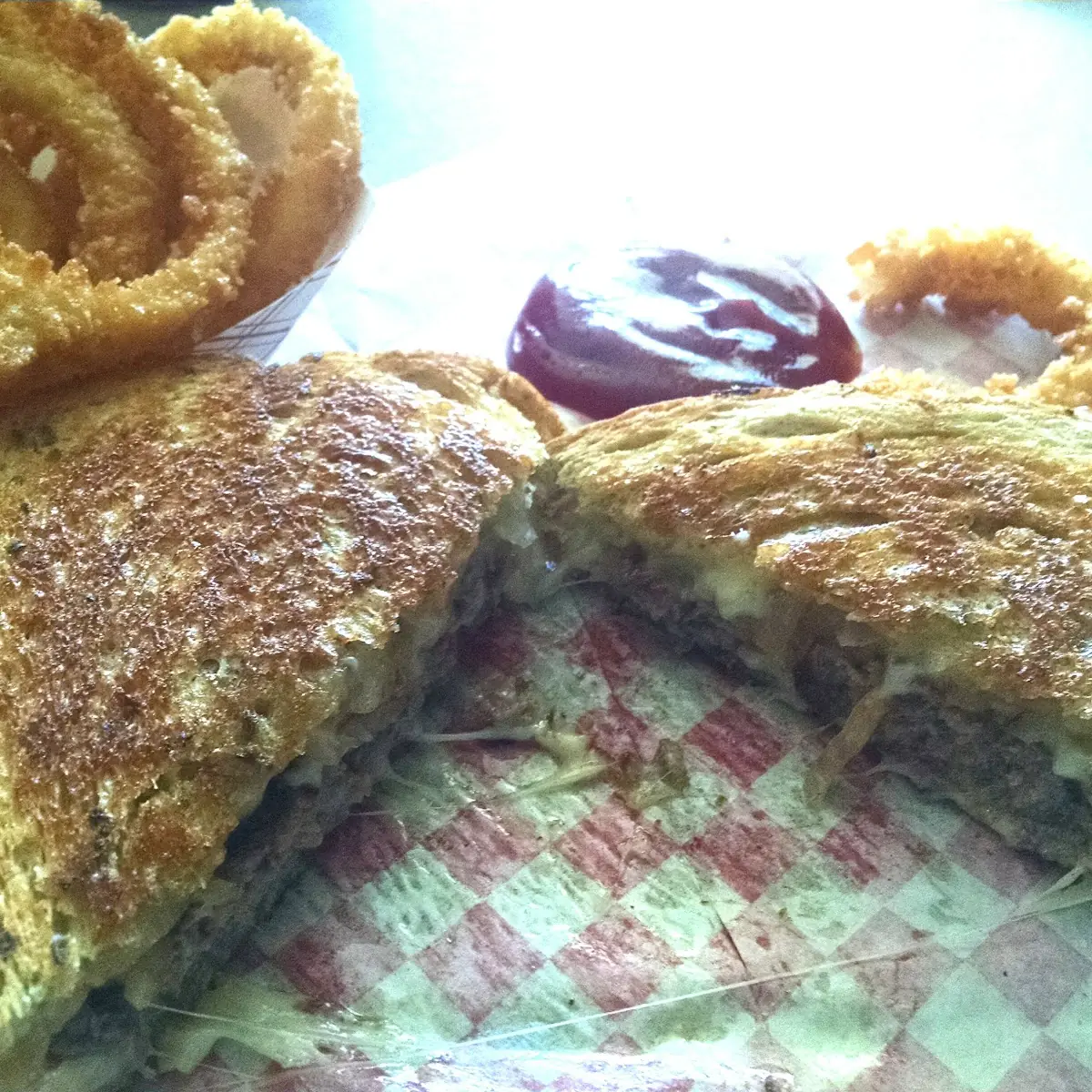 Patty Melt and Onion Rings