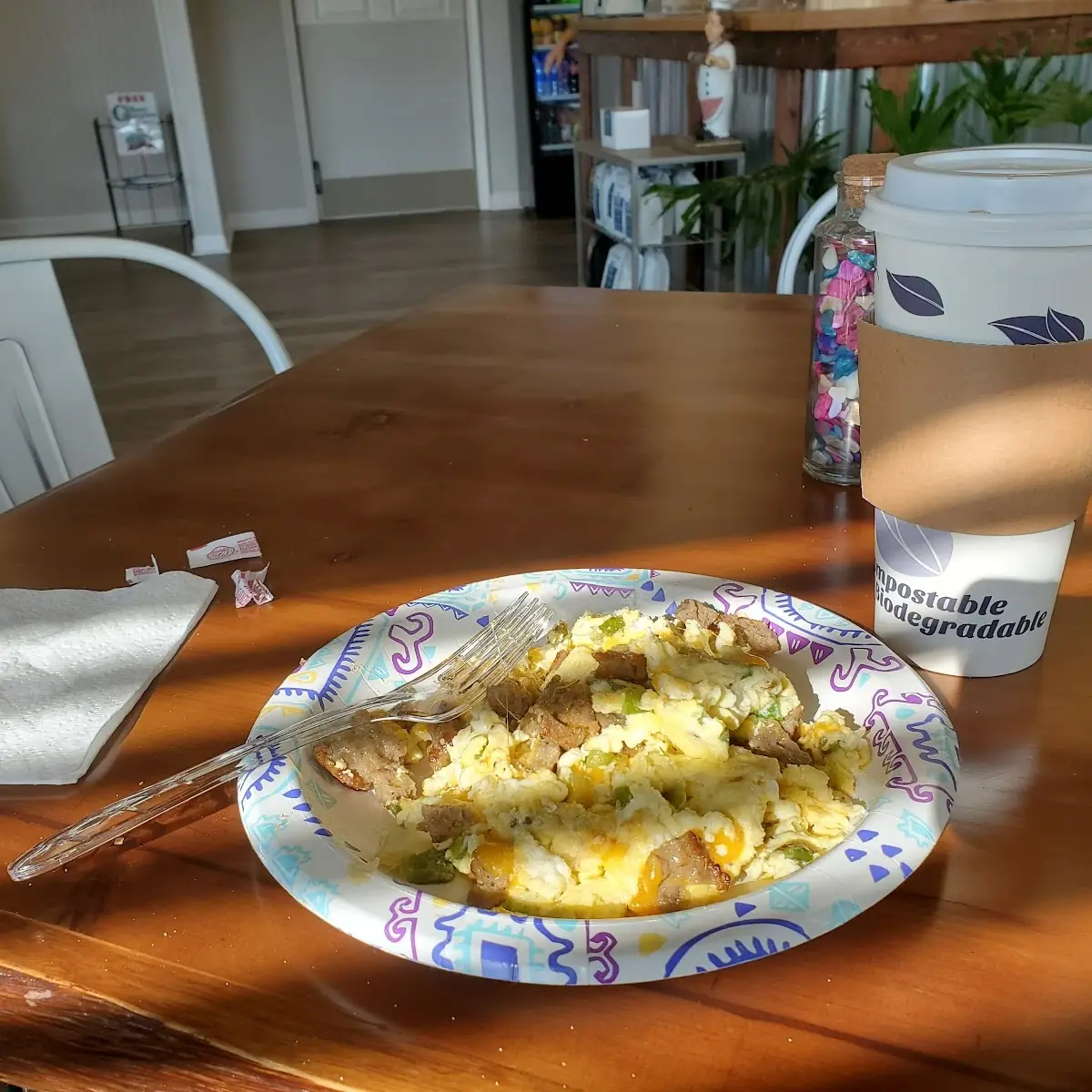 Scrambled Eggs with Cheese and Sausage