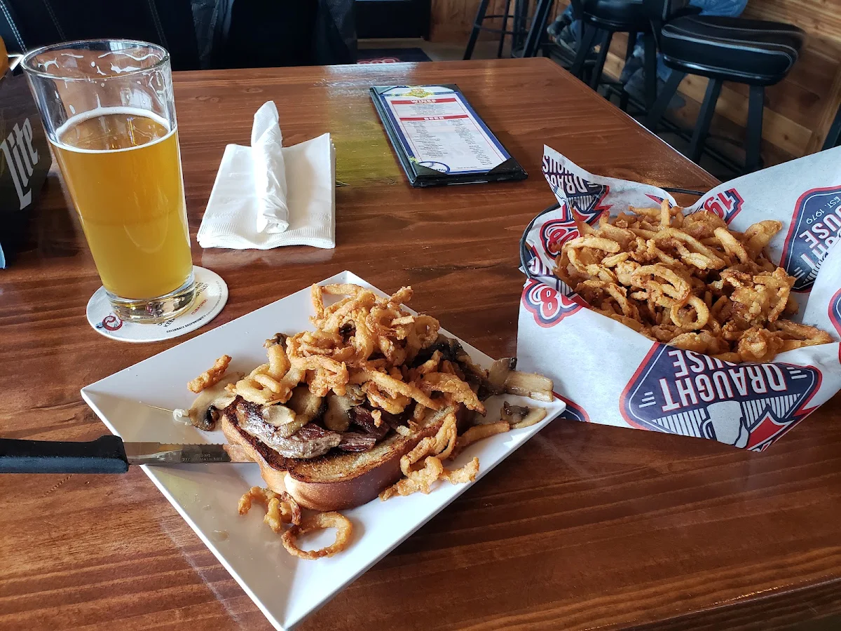 Steak Sandwich with Onion Strings