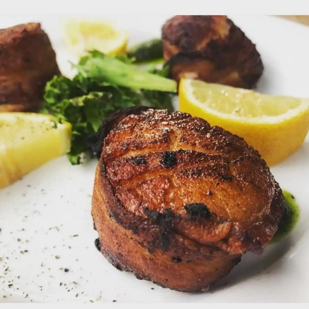 Pan Seared Bacon Wrapped Scallops