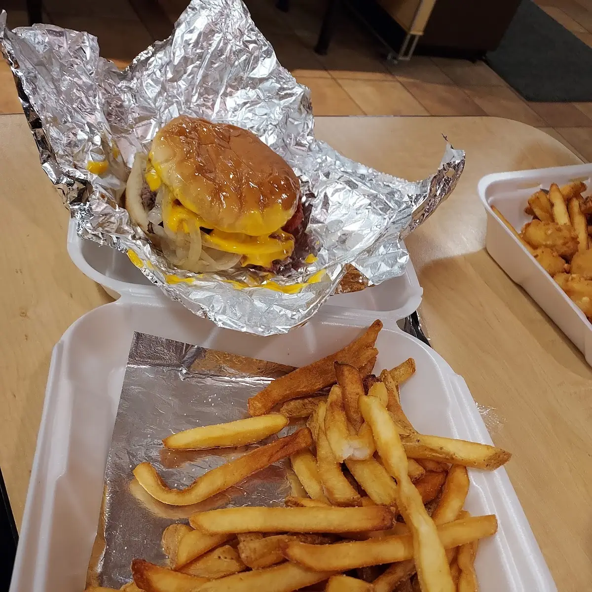 Fries and a Burger Combo Cheddar Burger