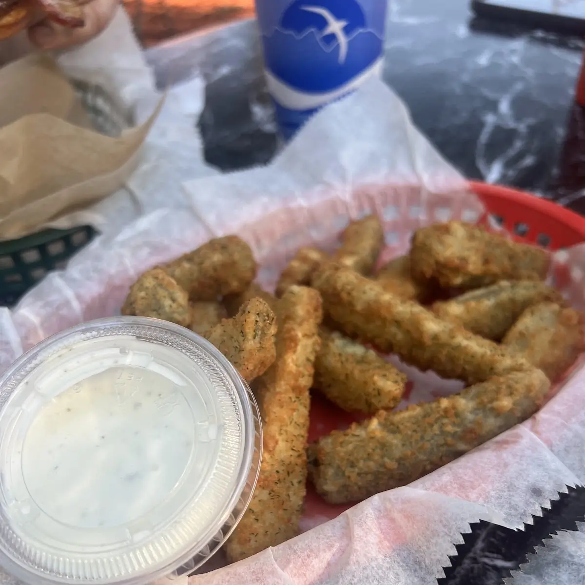 Spicy Battered Pickle Spears with Ranch Dressing 6