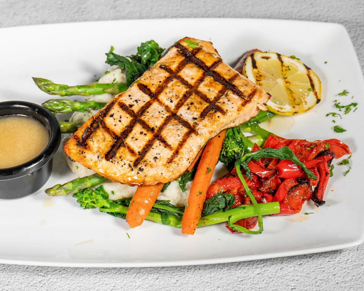 Grilled Salmon, New village pizzeria and bar