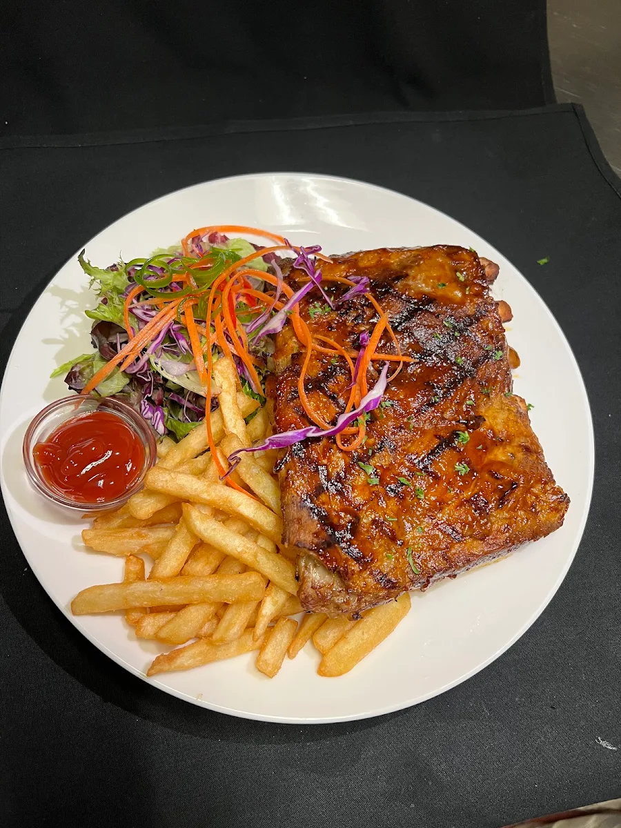 Half Rack Pork Ribs, New village pizzeria and bar