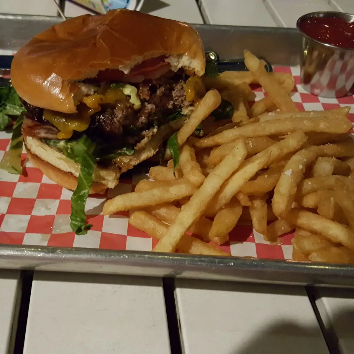 Loaded Cheese Burger and Fries