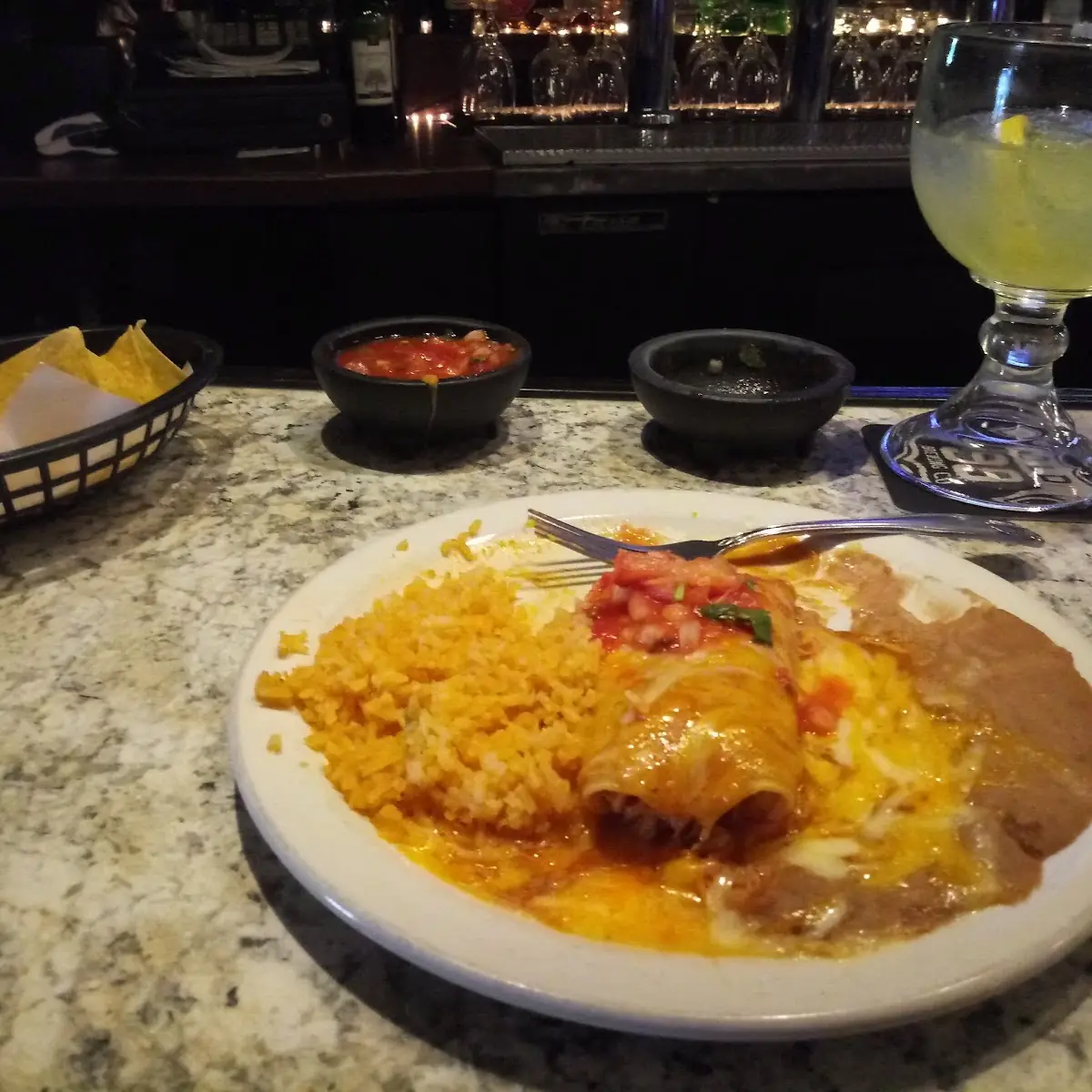 Chicken Enchilada with Beans and Rice