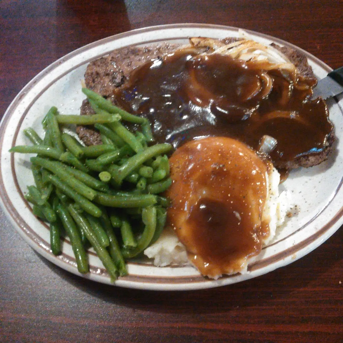 Chopped Steak with Mashed Potatoes and Gravy
