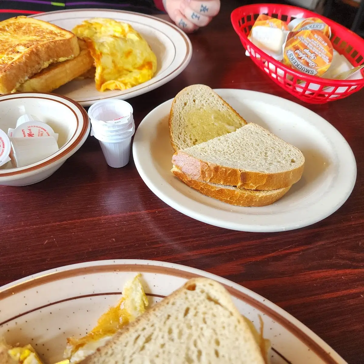 French Toast Scrambled Eggs with Cheese and Toast