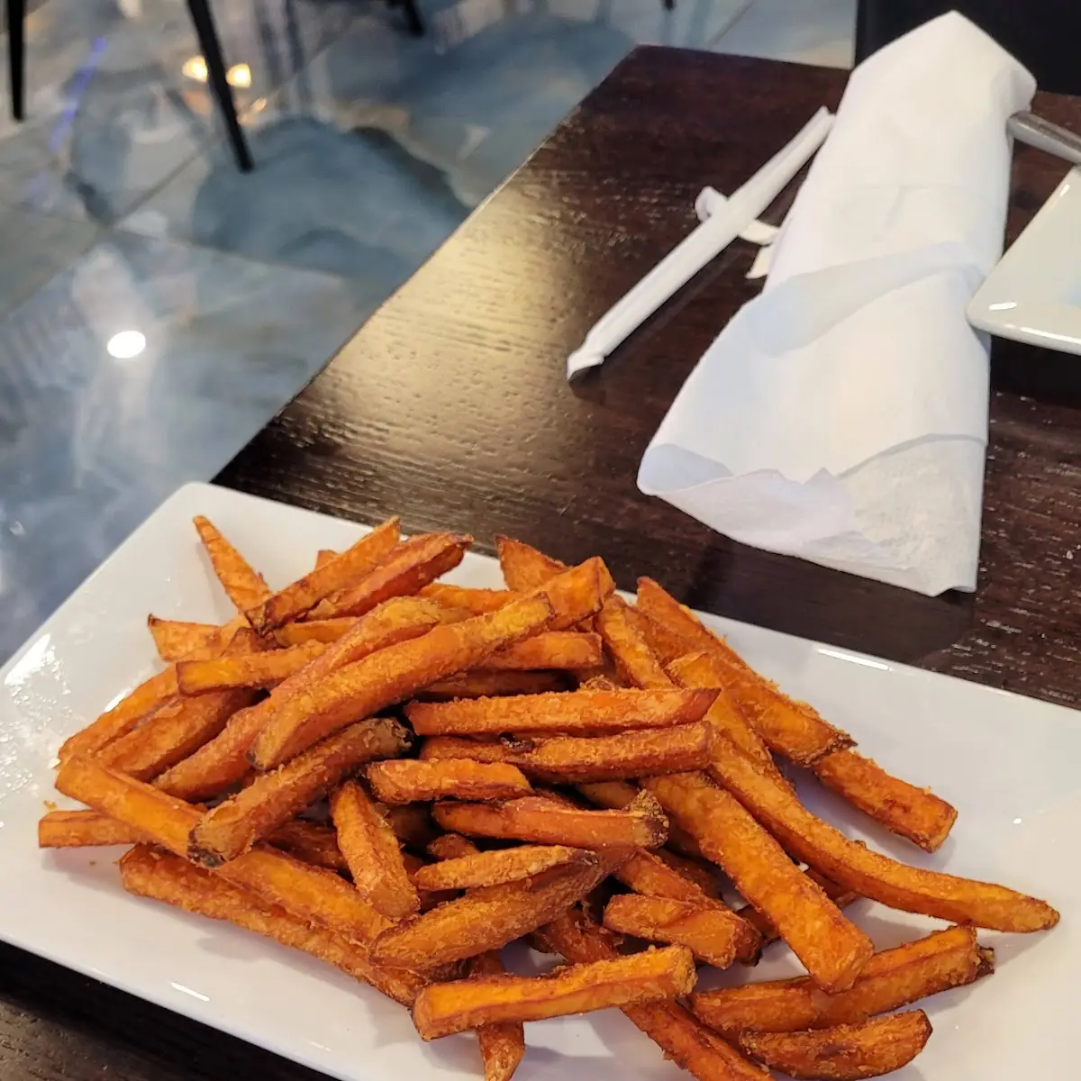 Burger with Sweet Potato Fries