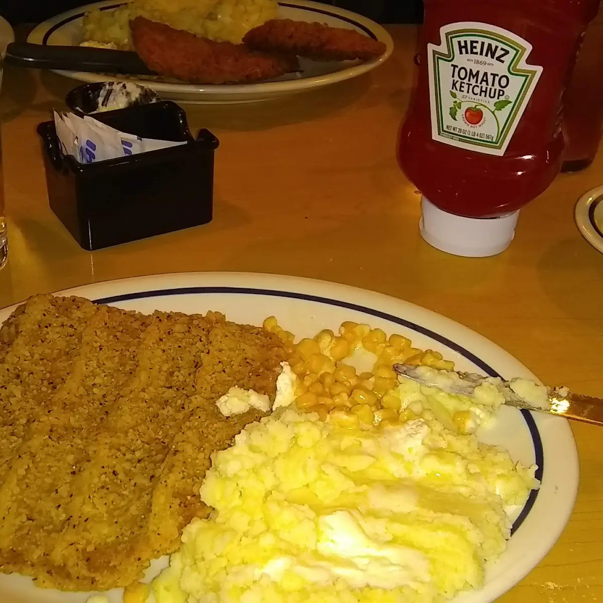 Chicken Fried Steak Mashed Potatoes Corn & Coffee