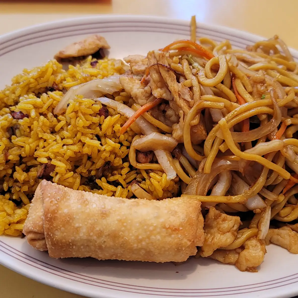 Chicken Lo Mein with Fried Rice