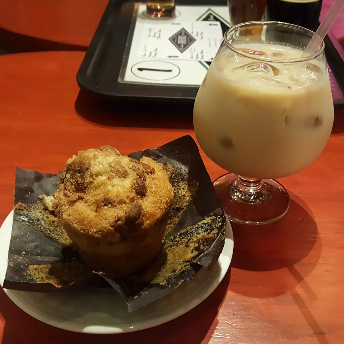 Iced Chai Tea Latte & Banana Nut Muffin