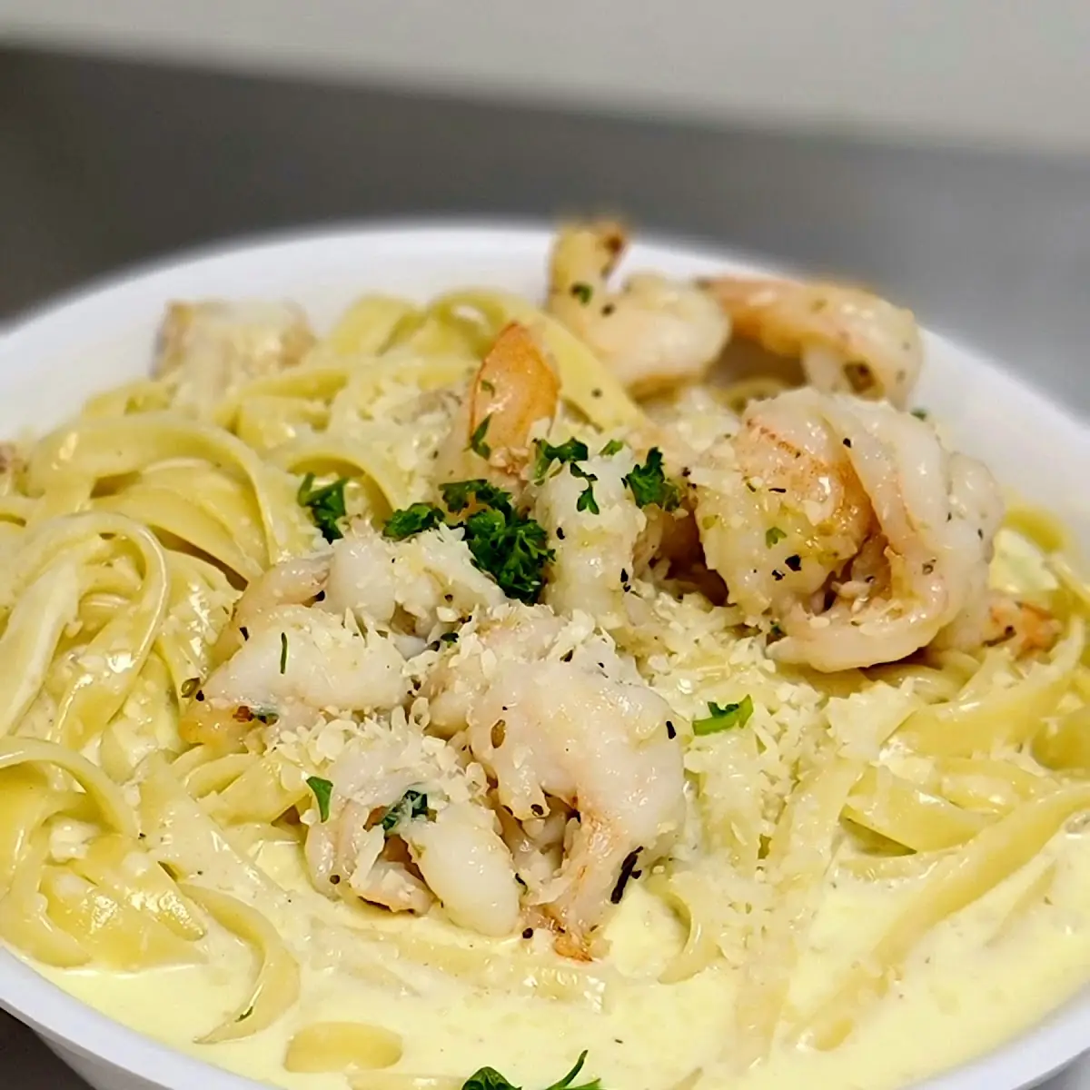 Fetuchini Alfredo Shrimp Scampi
