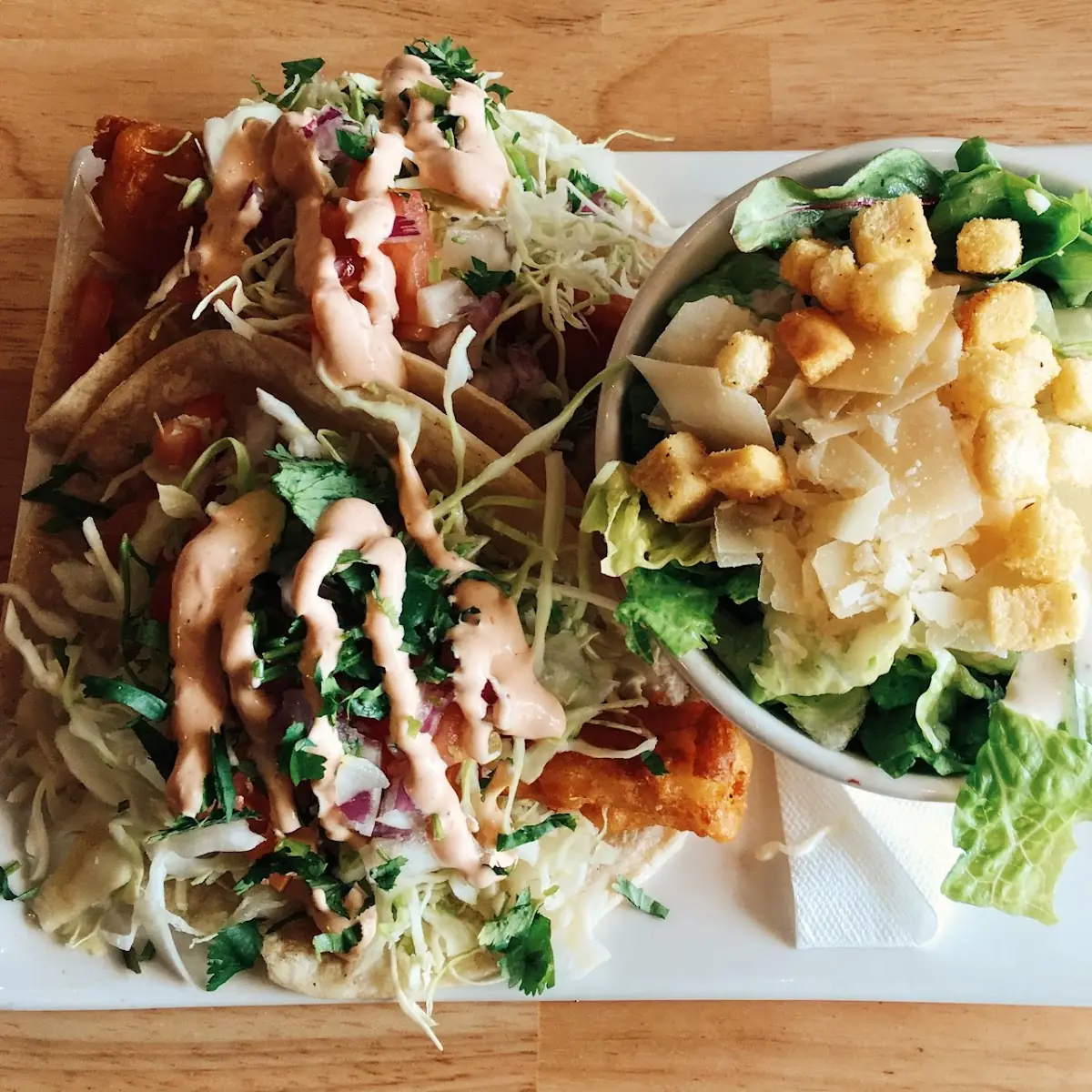 Fish Tacos with Side Caesar Salad