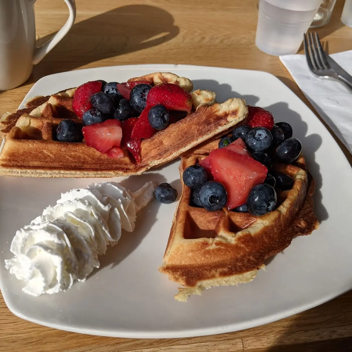 Belgian Waffle with Berries and Cream