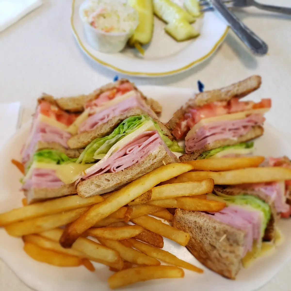 Ham and Swiss Club Sandwich