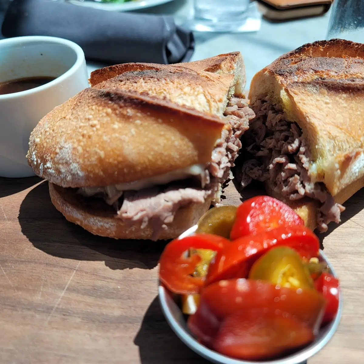 Shaved Ribeye on Charred Garlic Bread