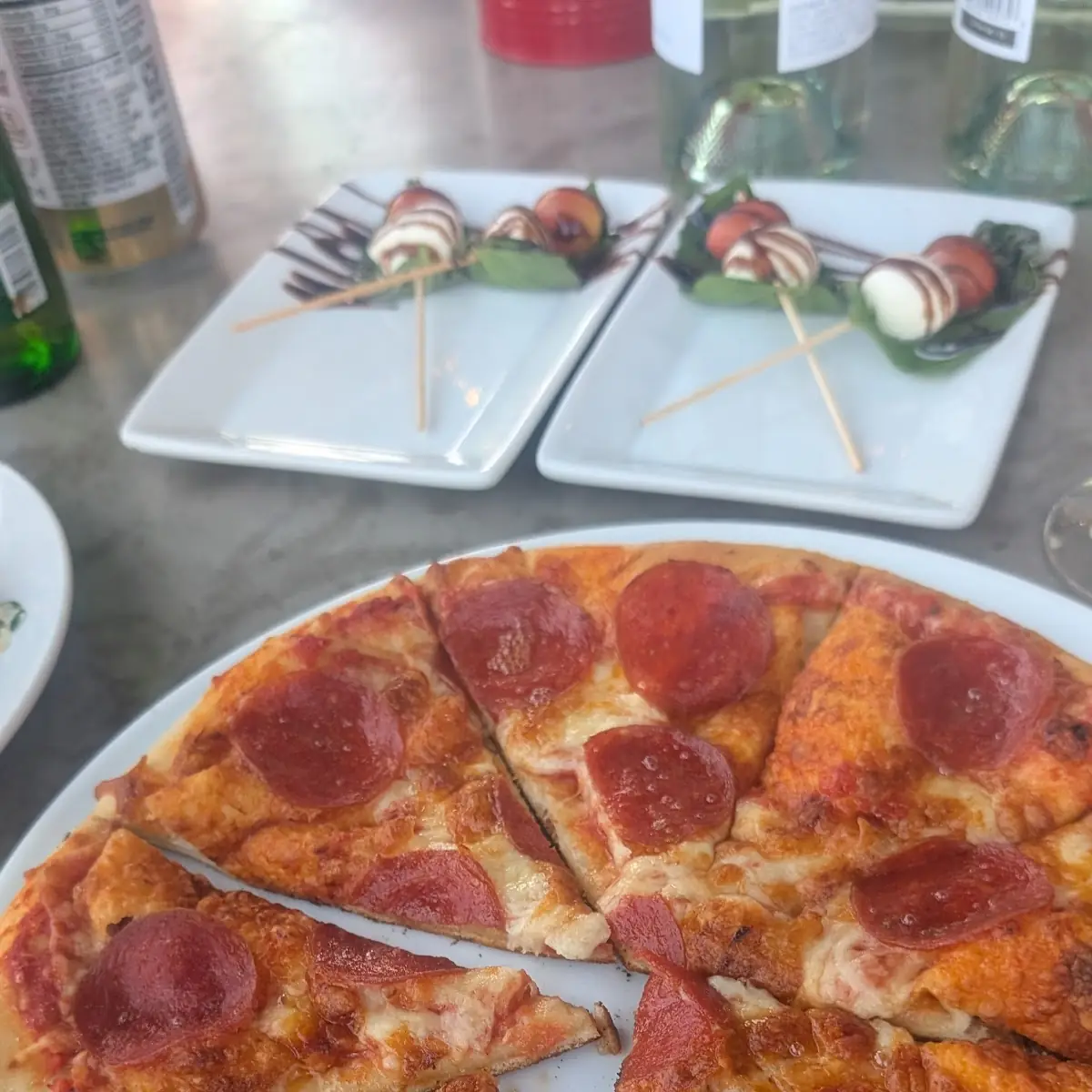 Pepperoni Pizza and Caprese Skewers