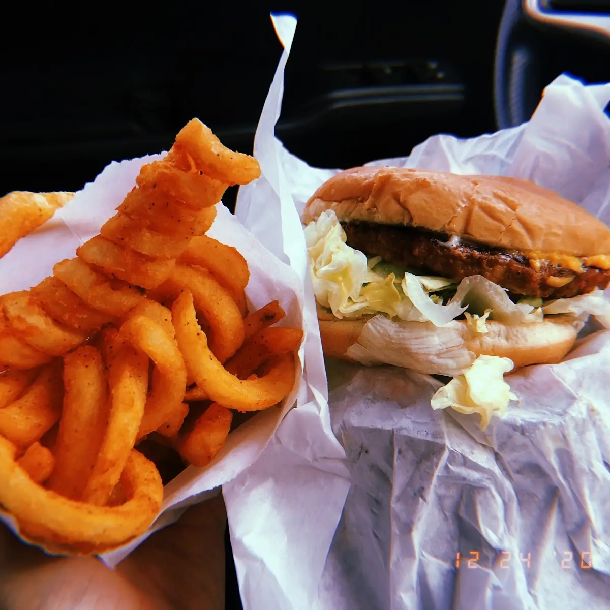 Veggie Burger & Curly Fries