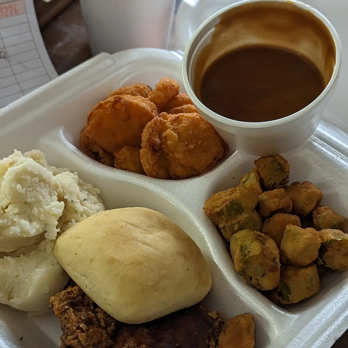 Fried Pork Chop Squash and Okra Mashed Potatoes