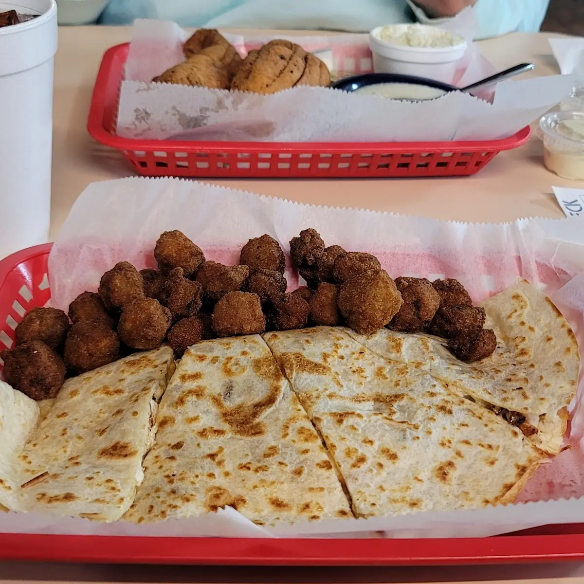 Chicken Quesadilla and Fried Okra
