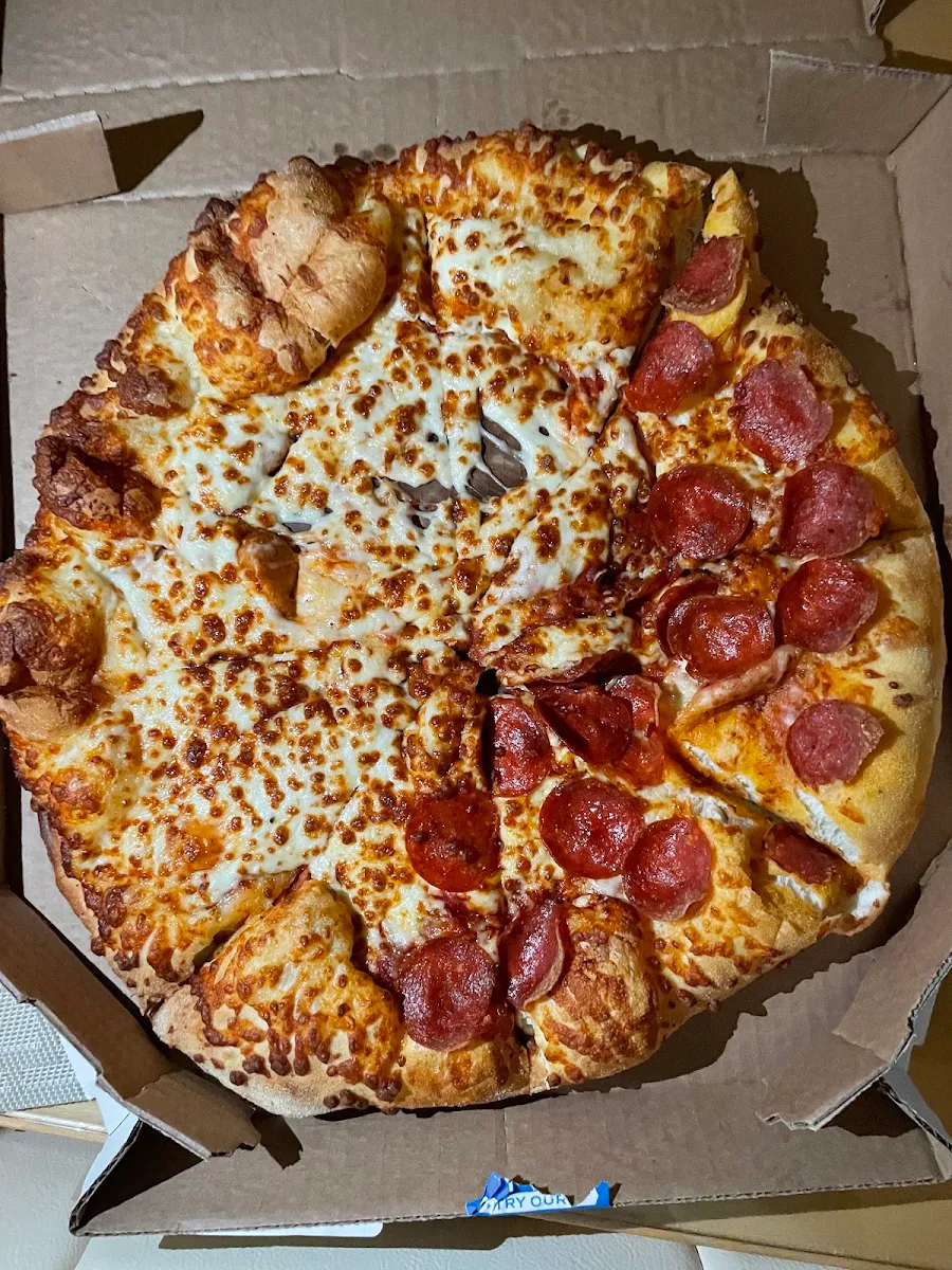 Half Cheese Half Pepperoni Pizza, Domino's Pizza
