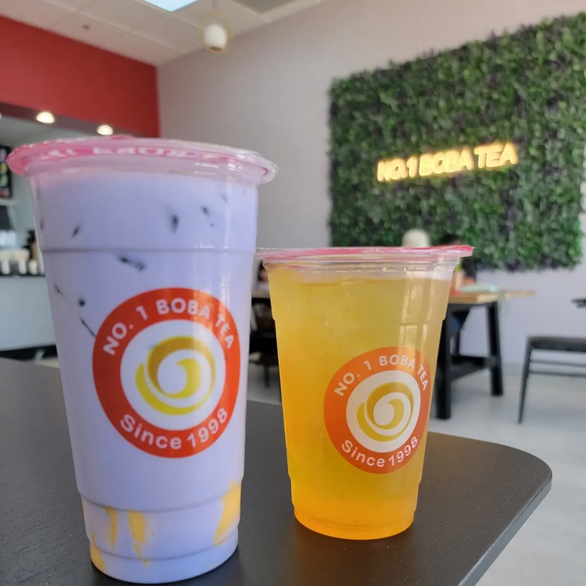 Taro Milk Tea and Mango Fruit Tea