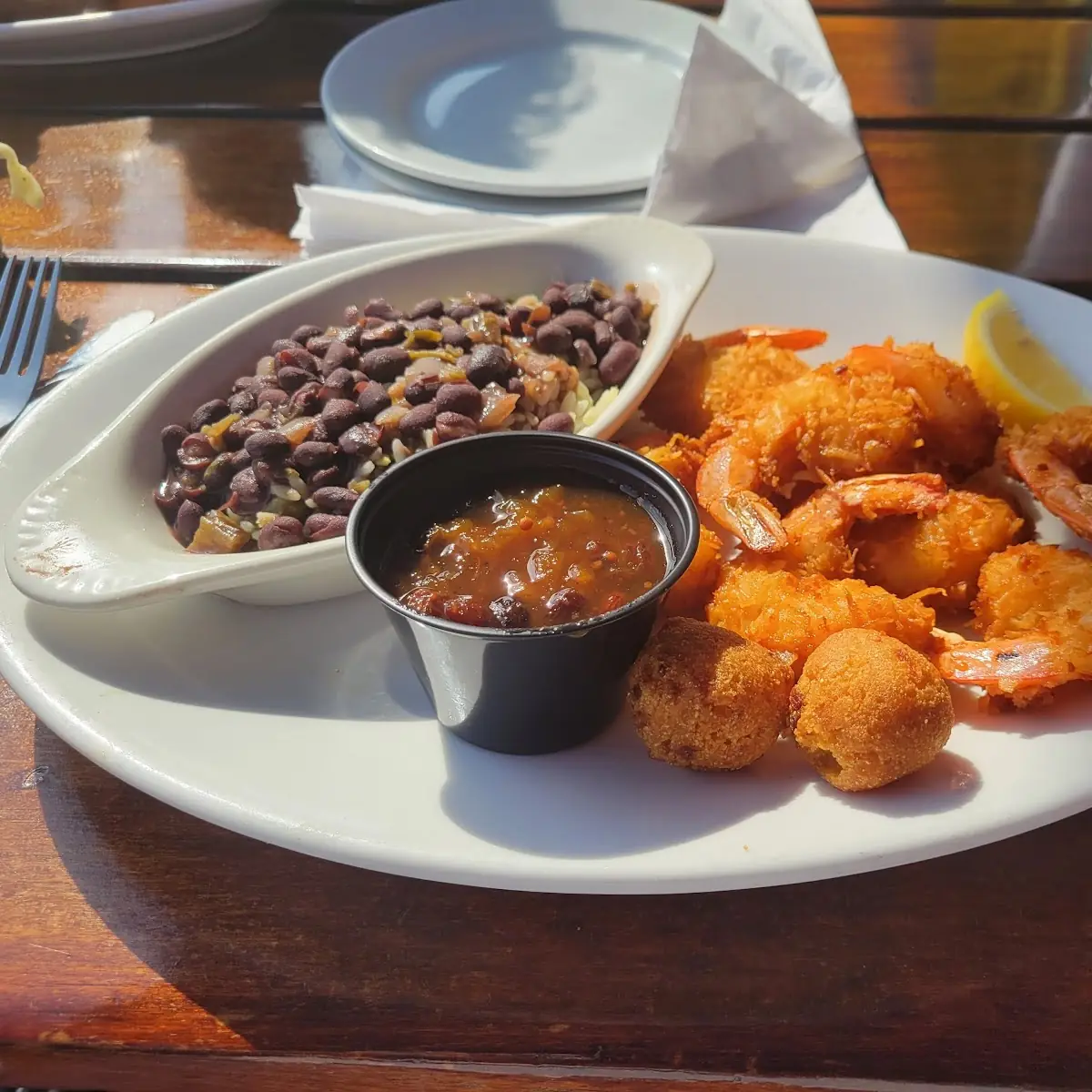 Coconut Shrimp with Black Beans and Rice