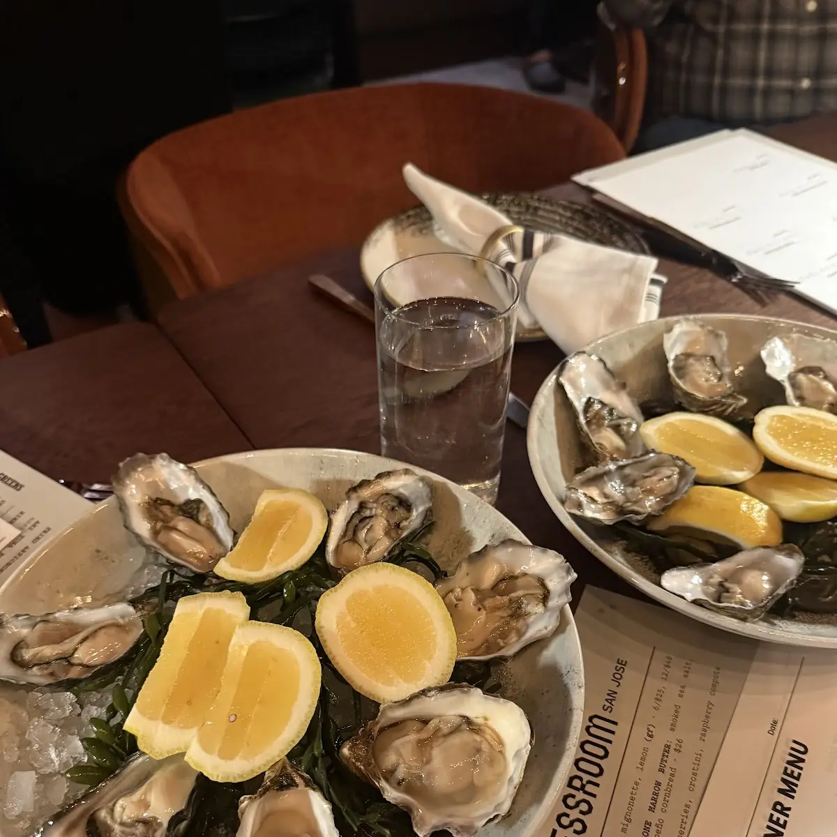 Fresh Oysters and Lemon Wedge
