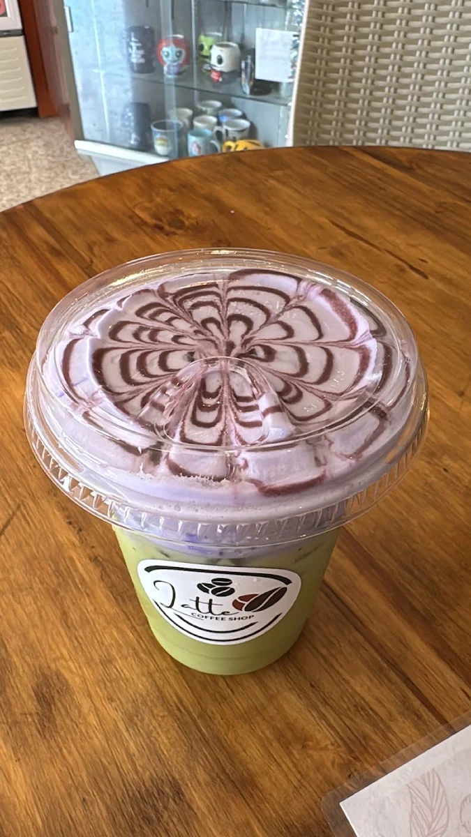 Iced Matcha Latte with Ube Foam