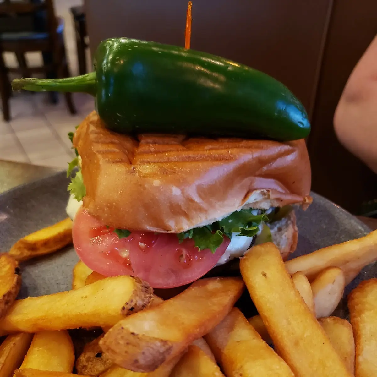 Jalapeno Burger and Fries with Cheese