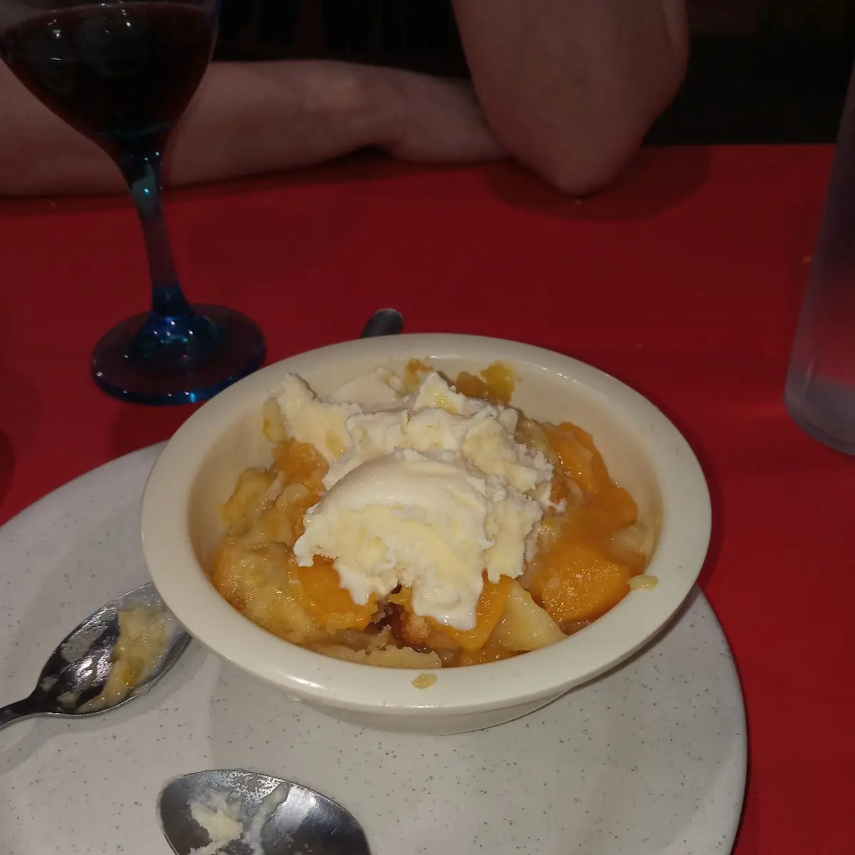 Peach Cobbler with Ice Cream