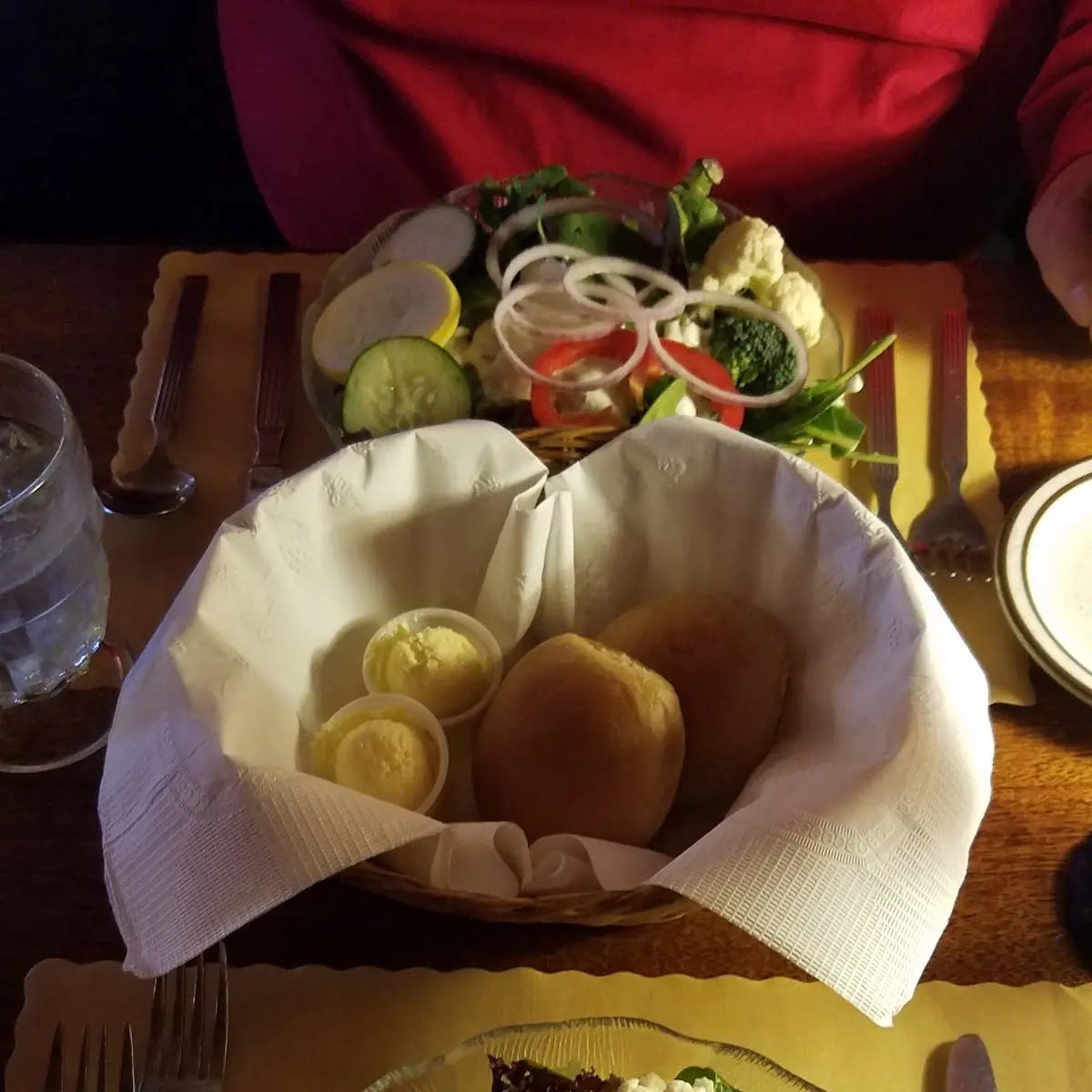 Fresh Garden Salad and Warm Rolls