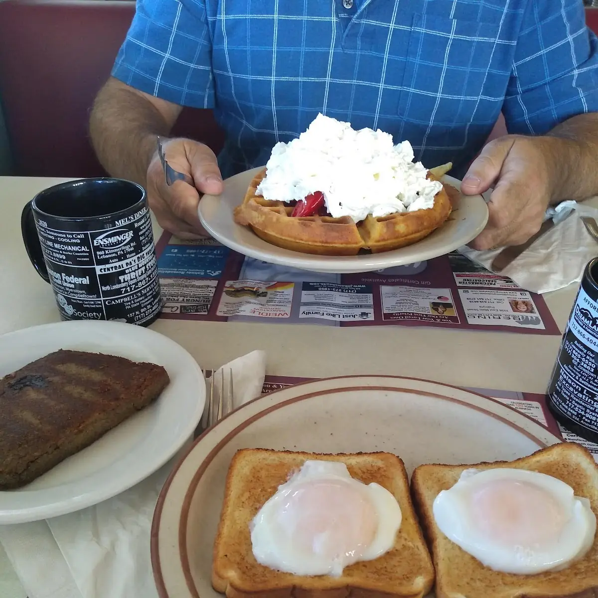 Poached Eggs on Toast and Scrapple